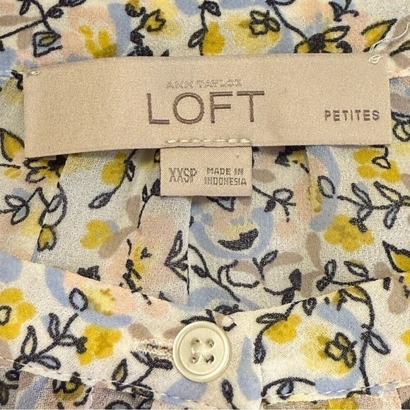 ✨Loft Womens Petites Floral Sheer Ruffled‎ Ling Sleeve Blouse Top, Size XX Small - Picture 8 of 11